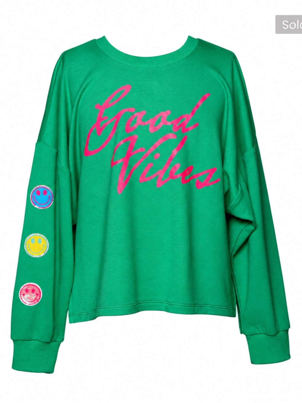 Hannah Banana Good Vibes Sweatshirt Size 14 Sequins and style